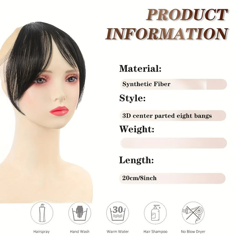 Synthesis Wig Middle-Part Bangs Hair Extensions Clip In Forehead Natural Seamless French Oblique Bangs Eight-Character Bangs