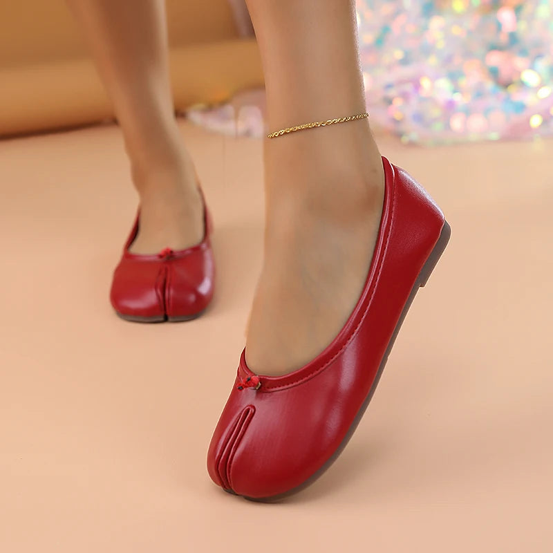 Chaussures plates Tabi pour femmes - Ballerines décontractées à enfiler avec bout fendu, Escarpins élégants et mocassins nouveauté été 2026