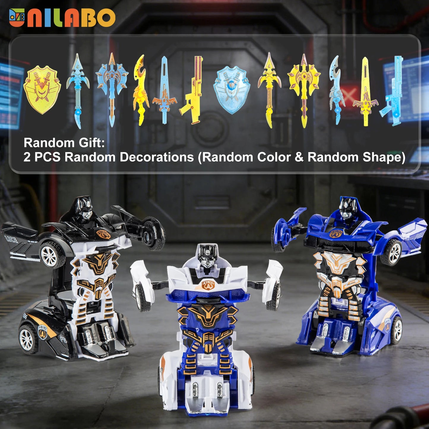 Transformable Robot Sports Car Toys, No Batteries, Educational Kids Gift, Colorful Model Vehicle for Play Learning