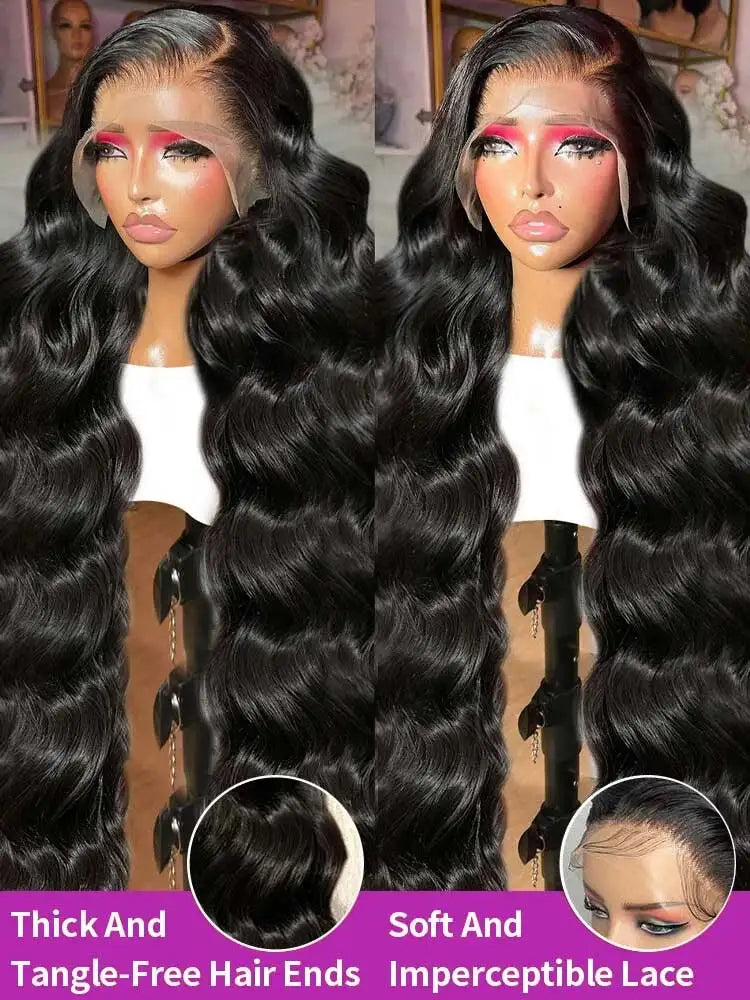 Unbehandelte peruanische Body Wave Echthaarperücken mit 250 % Dichte, 40–42 Zoll, 13x6 HD-Lace-Front, 13x4-Frontal-Perücken, glueless Verschlussperücken für Damen