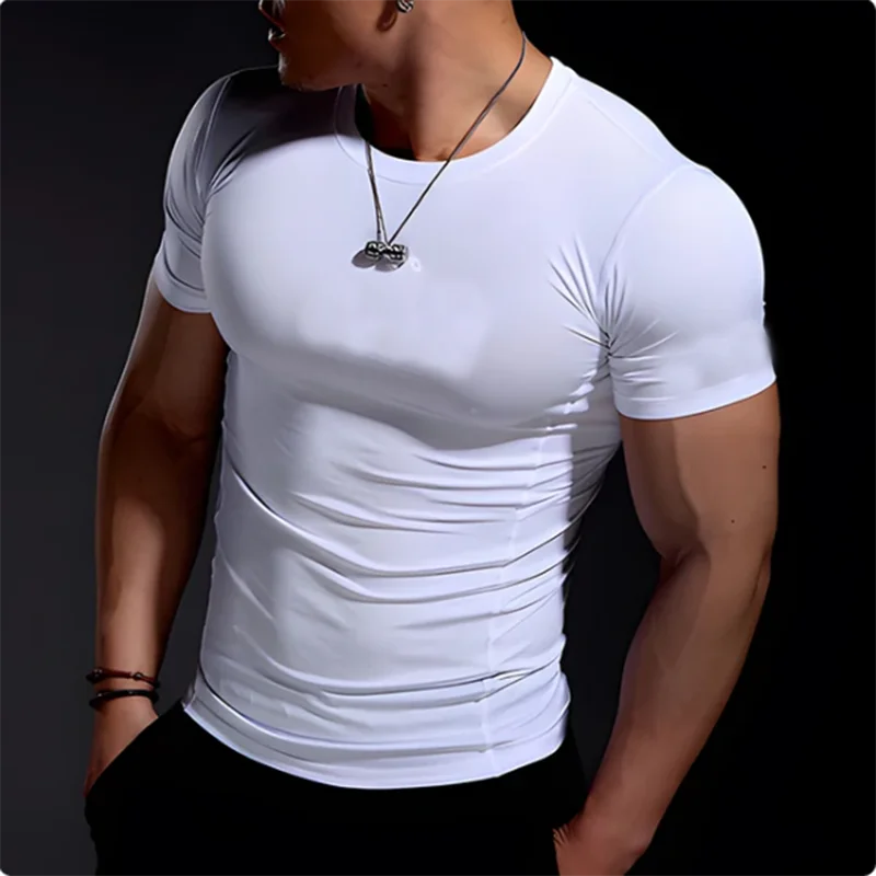 2025 Compressed T-shirt Men's sportswear Running T-shirt Elastic Quick-drying Exercise T-shirt for men exercising in the gym