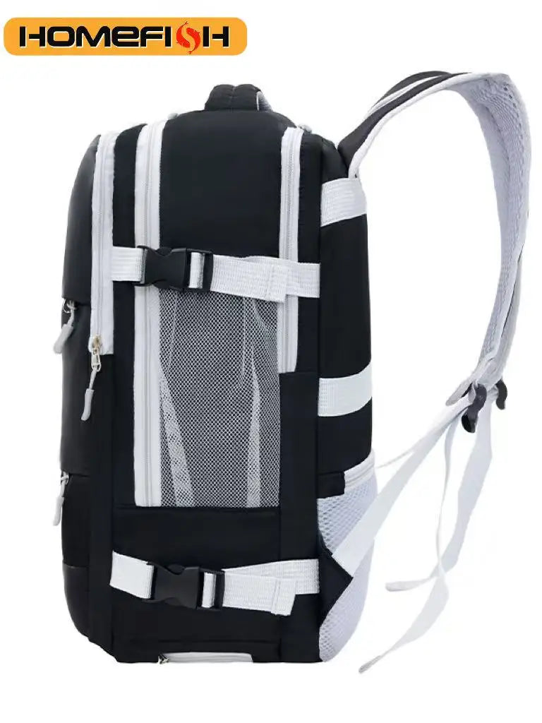 HOMEFISH Casual Anti-Theft Travel Backpack, Waterproof Large Capacity Backpack with USB Charging Port and Luggage Strap