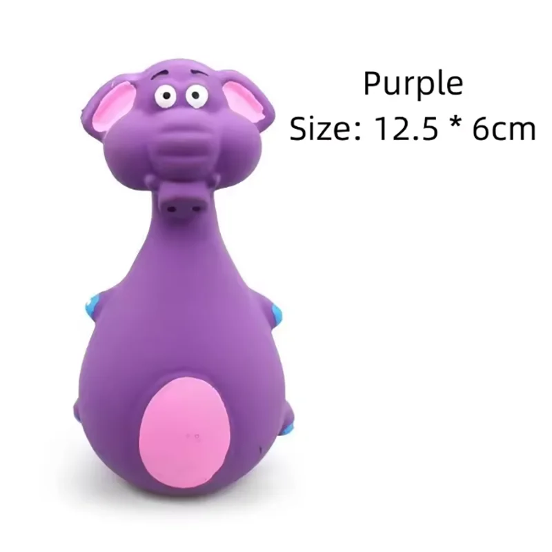 Hot 1 Piece Fat Bellied Cartoon Fun Bite Resistant Latex Sound Dog Toy Purple Elephant White Cow Brown Optional