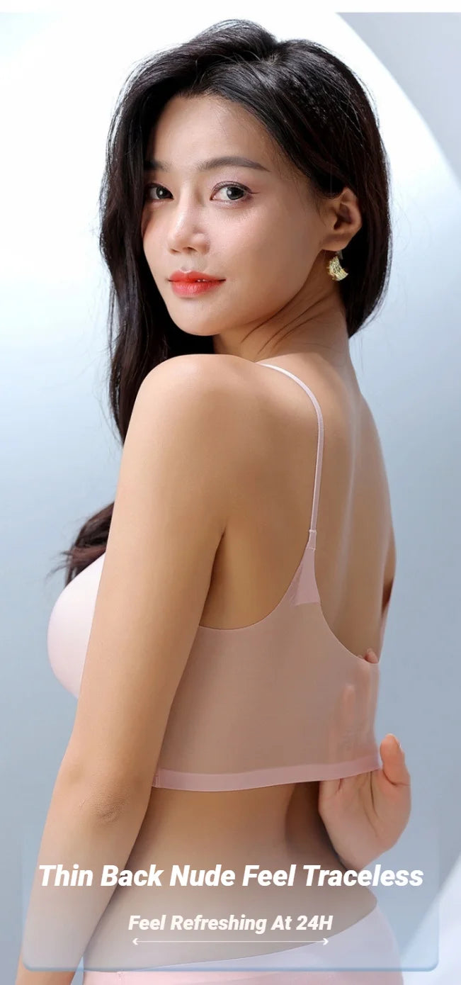 Ultra-Thin Breathable Ice Silk Bra Lingerie Women'S Seamless Back Halter Vest Wraps Small Breasts Sexy And Comfortable Top
