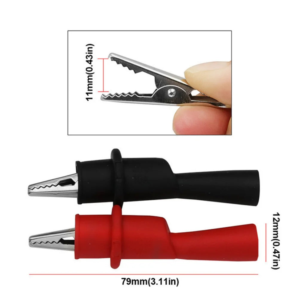 Multimeter Tester Accessories  2pcs Red and Black Wire Tip Clamps Rated AC/DC 10A 1000V for MultiMeter Tool