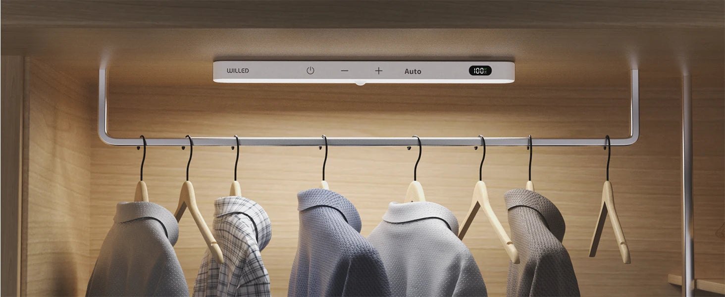 WILLED Under Cabinet Lights Rechargeable Battery Display 60 LED Touch Light Bar Motion Sensor Light Closet Light Night Lights - Shoppiline