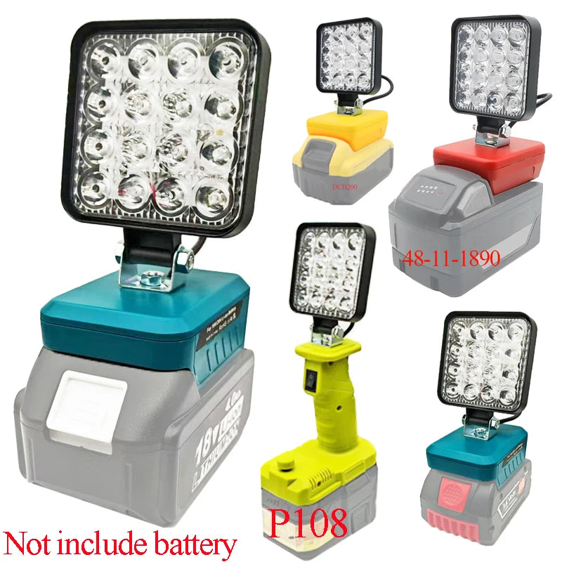 Power Tool Parts For Makita For DeWalt For Bosch For Milwaukee For Ryobi lithium Battery Flashlight Working Light Camping Lamp - Shoppiline