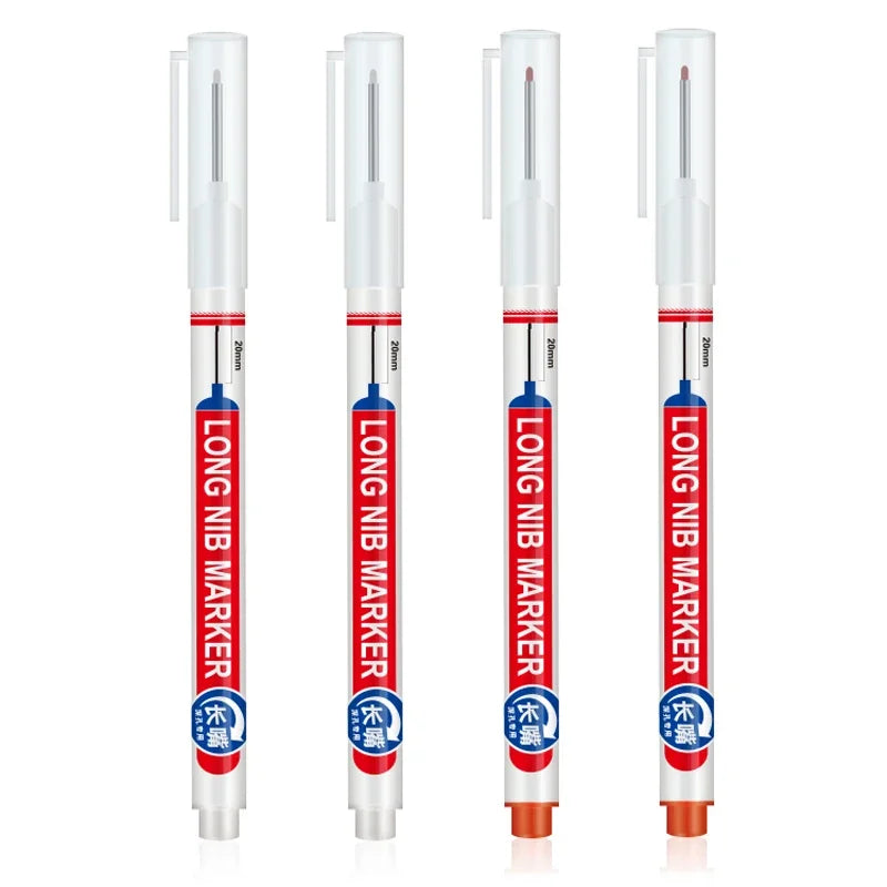 4Pcs/Set 20mm Deep Hole Long Nib Head Markers For Metal Perforating Pen Waterproof Bathroom Woodworking Decoration Multi-Purpose