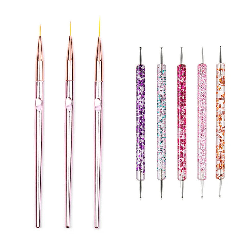5/20 Stk. Nagelkunst Pinsel Design Spitzen Malen Zeichnen Schnitzen Dotting Pen Flachfächer Liner Acryl Gel UV Politur Maniküre Werkzeuge