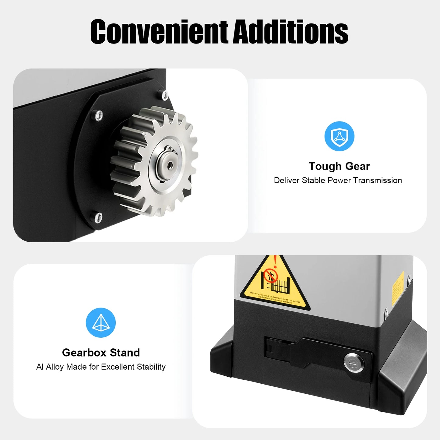 Automatic Gate Opener with 6pcs Sliding Door Gear Rack, 750W Electric Sliding Gate Opener 1600Kg 12m Automatic Sliding Gate Drive Low Noise 50dB Automatic Gate Opener Electric Gate Opener Kit with 2 Remote Control & 2 Infrare