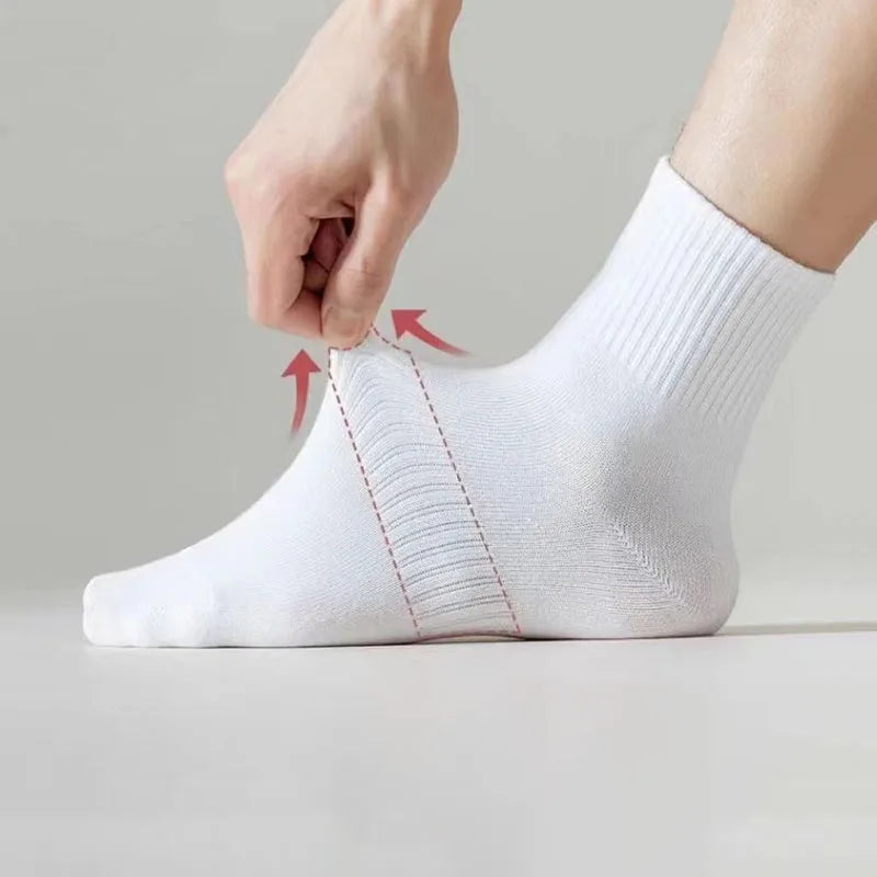 5/10/20 Pairs Neutral Solid Color Round Neck Socks Spring Summer Sweat Absorbing Breathable Comfortable All-season Sports Socks