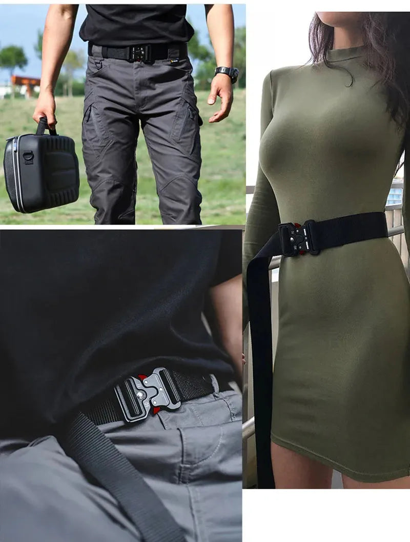 1 Piece Men's Tactical Sports Belt, Quick Release Symmetrical Buckle, Polyester Fiber, Suitable for Outdoor Training Military