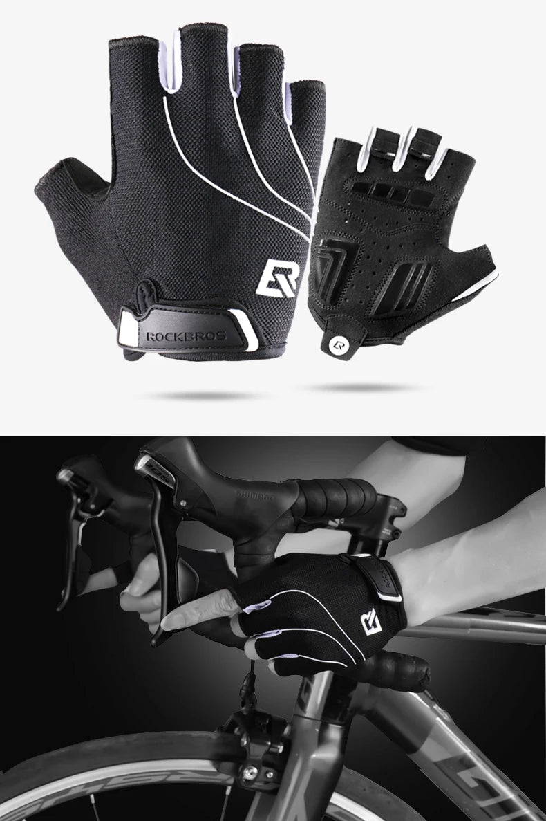 ROCKBROS Cycling Bike Gloves Half Finger Shockproof Breathable MTB Mountain Bicycle Sports Gloves Men Women Cycling Equipment - Shoppiline