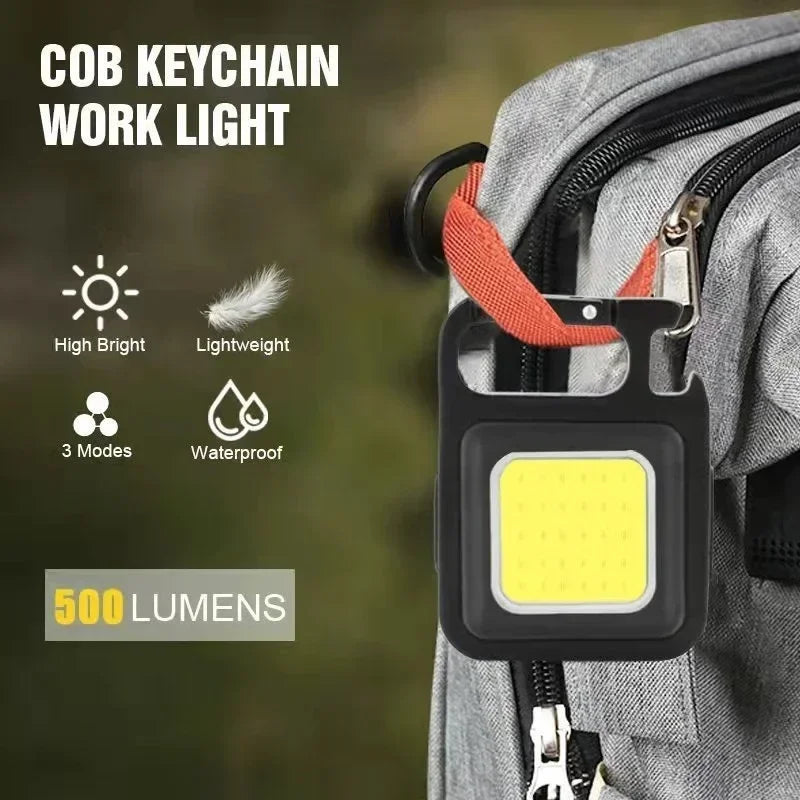 Multi-Function COB Rechargeable Camping Light Keychain Portable High Bright Emergency Mini Light for Outdoor Activities