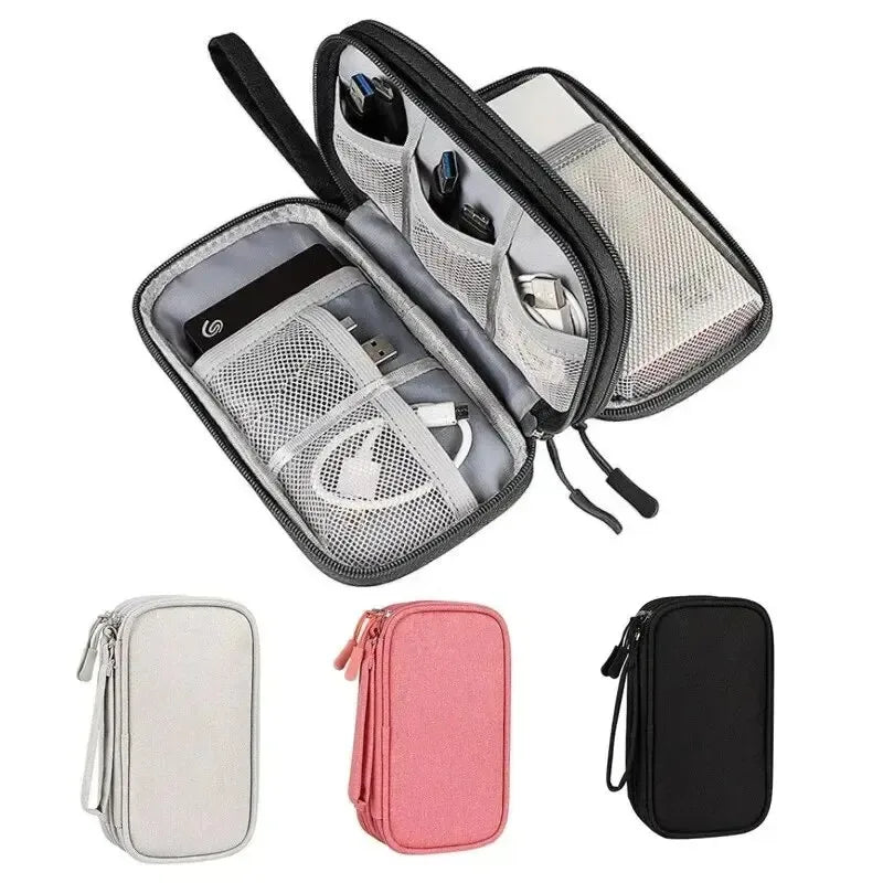 1PC Portable Travel Organizer Bag Waterproof Double Layer Cable Storage Pouch Carry Case for Cord Management