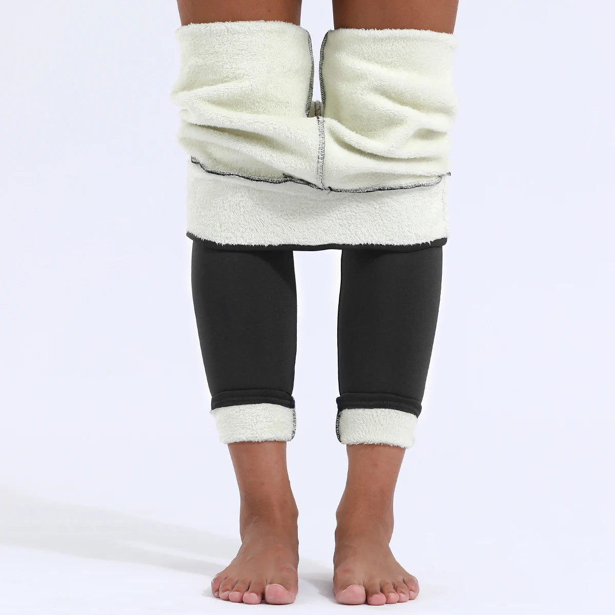 Damen-Lammfleece-Leggings, nahtlos, hohe Taille, dicke Thermoleggings, modische, warme Winter-Damenstrumpfhose, isolierte Hose