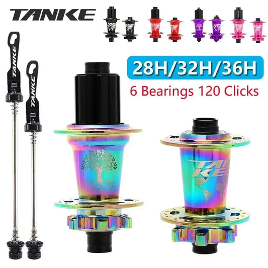 TANKE 120 Click Hub 6 Bearing MTB Mountain Bike Front Rear Thru HG 28 32 36 Holes Disc Brake Bicycle Hubs 8 9 10 11 12 Speed