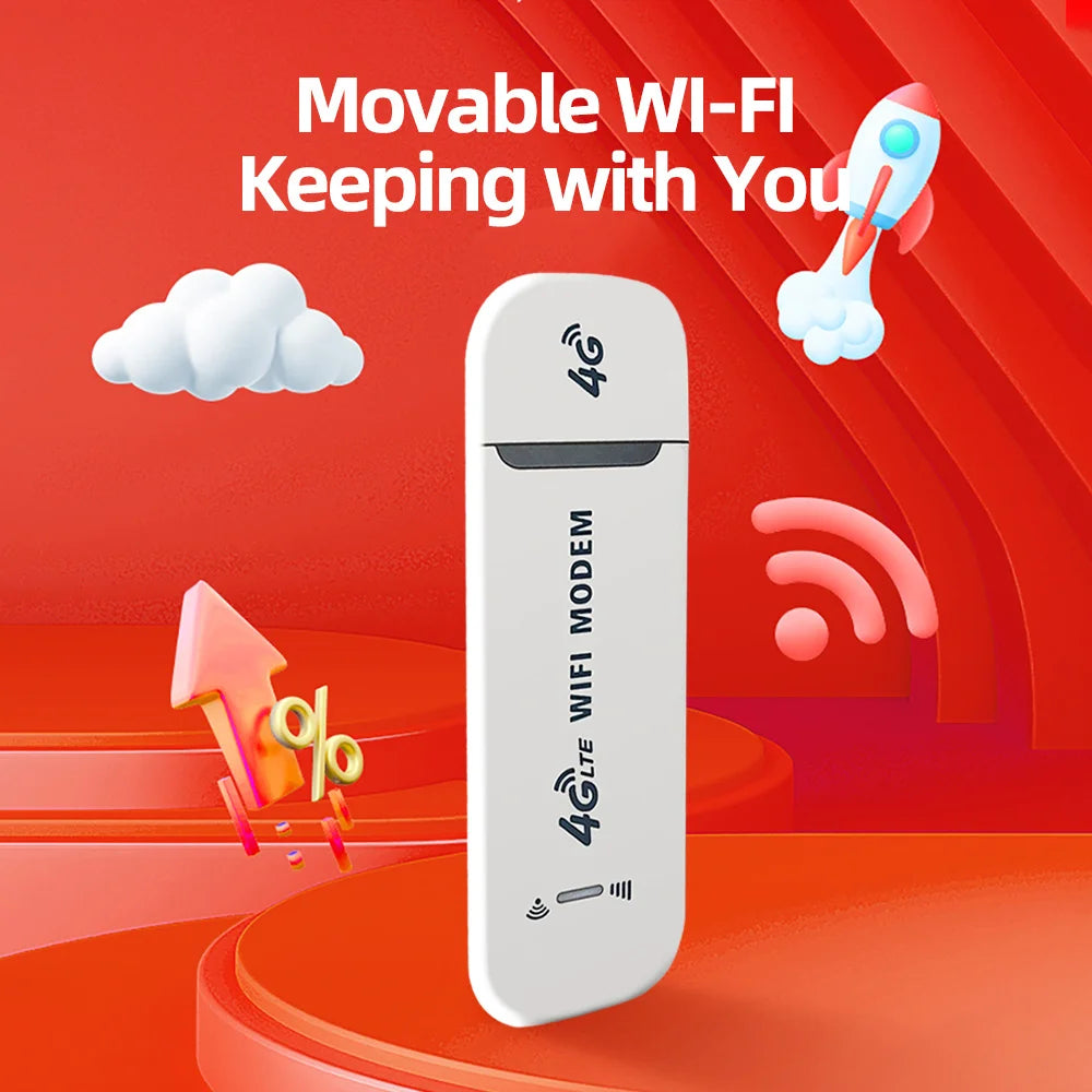 4G LTE Modem Stick Wireless 150Mbps USB Dongle Mobile Broadband 4G Sim Card Wireless Router Home Office Wireless WiFi Adapter