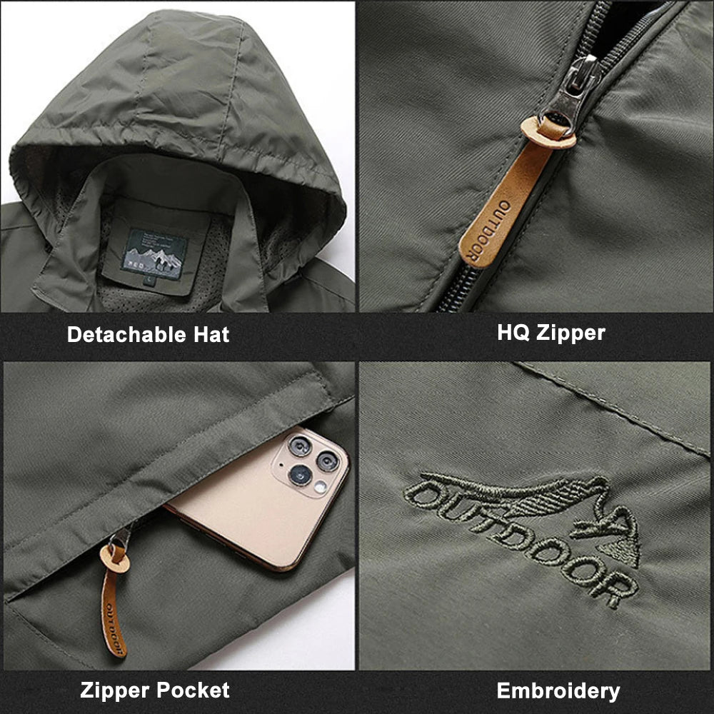 Windbreaker Herren Taktische Jacke Wasserdicht Outdoor Kapuzenmantel Sport Militär Europäische Größe S-5XL Feldklettern Dünne Oberbekleidung