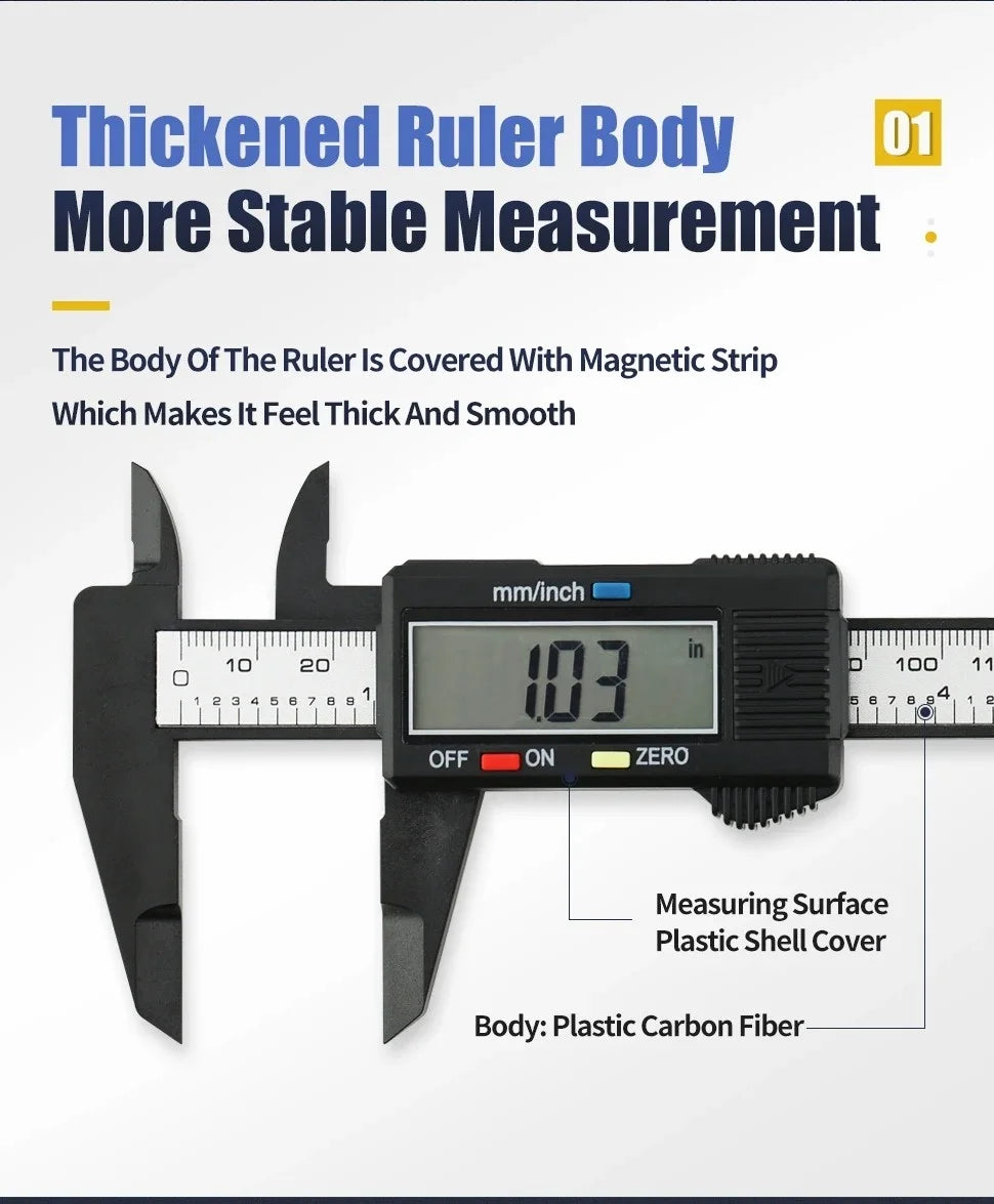 Measuring Tools Electronic Digital Caliper LCD Display Measurement Tools Carbon Fiber Dial Vernier Caliper Professional Rulers