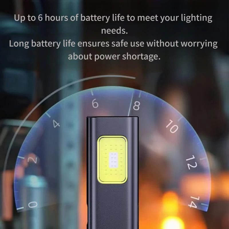 2026 NEW  LED Keychain Flashlight USB-C Rechargeable 600Lm Portable Mini Torch Light Pocket Lantern Flood Work Light With Magnet