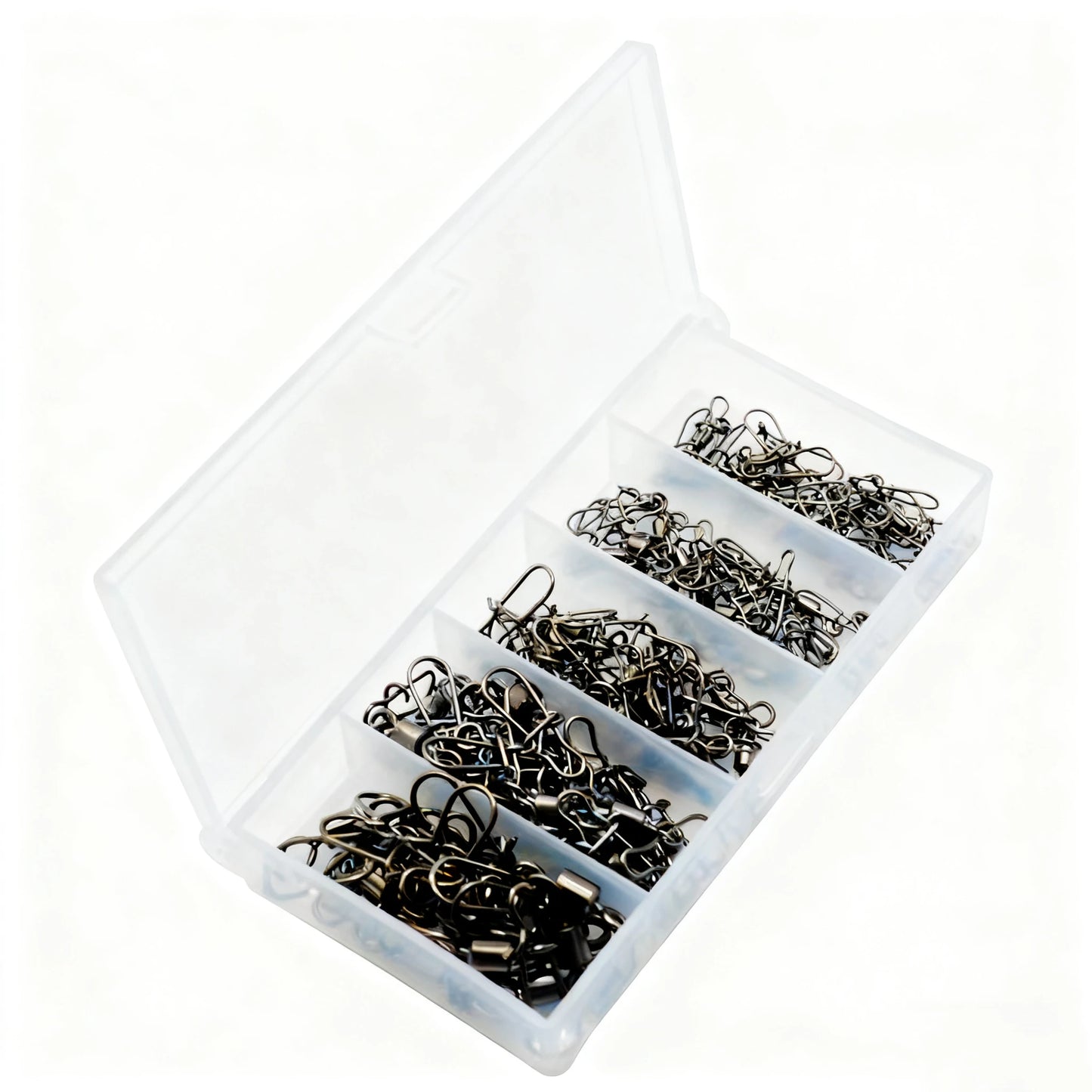 50pcs/box Stainless Steel Fishing Connector Pin Bearing Swivel Fishing Connector Rolling Swivel Lure Hook Accessories Tackle