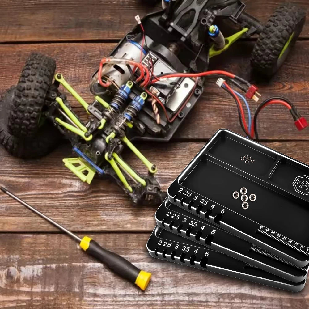 9IMOD RC Schraubenablage mit Magnetpad Aluminiumlegierung Magnetschrauben-Speicherplatte für RC Flugzeug Auto Boot Reparaturwerkzeug