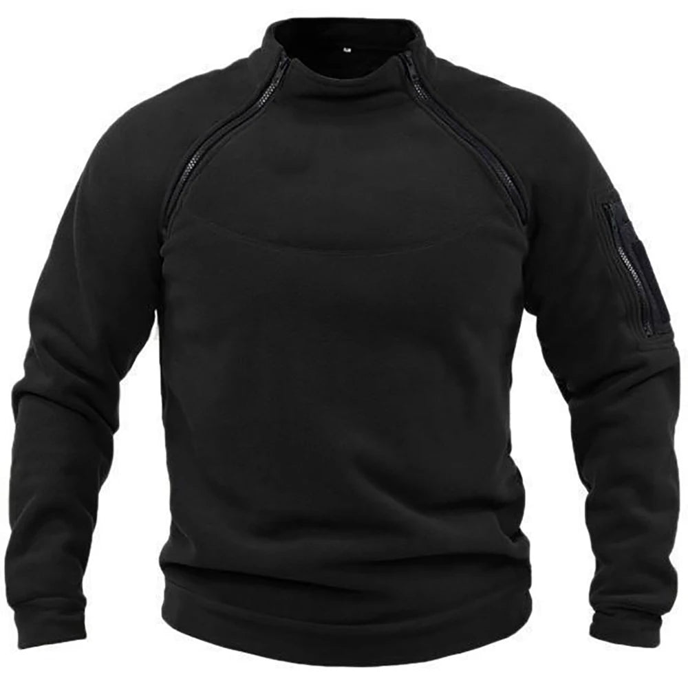 Taktische Hoodies für Herren, Militär-Outdoor-Pullover, Langarm-Pullover mit Reißverschluss, Fleece, winddicht, Thermo, für Wandern, Camping, Armee