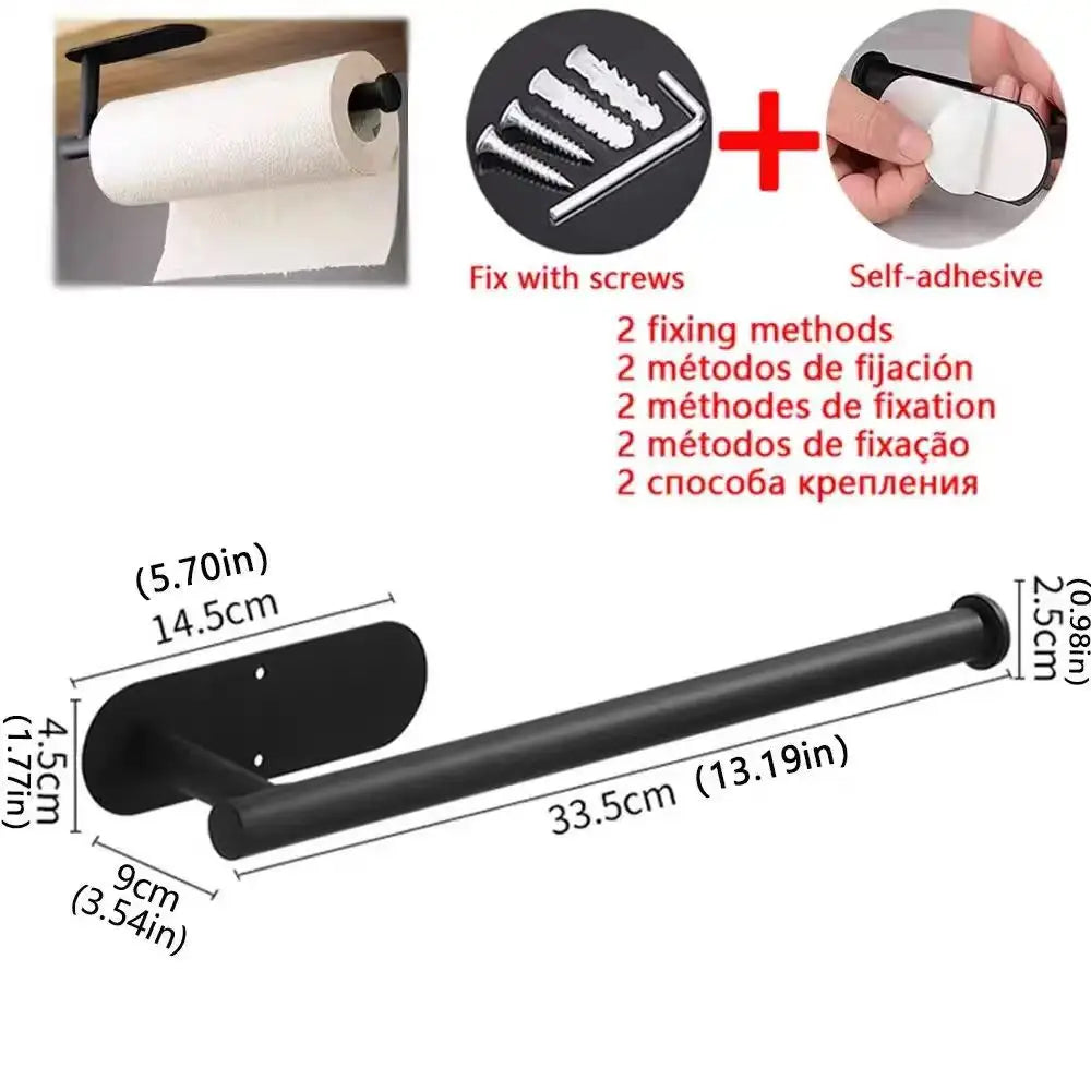 Kitchen Paper Towel Holder Adhesive Tissue Hanger Toilet Roll Paper Dispenser Cabinet Storage Napkin Rack Bathroom Accessories - Shoppiline