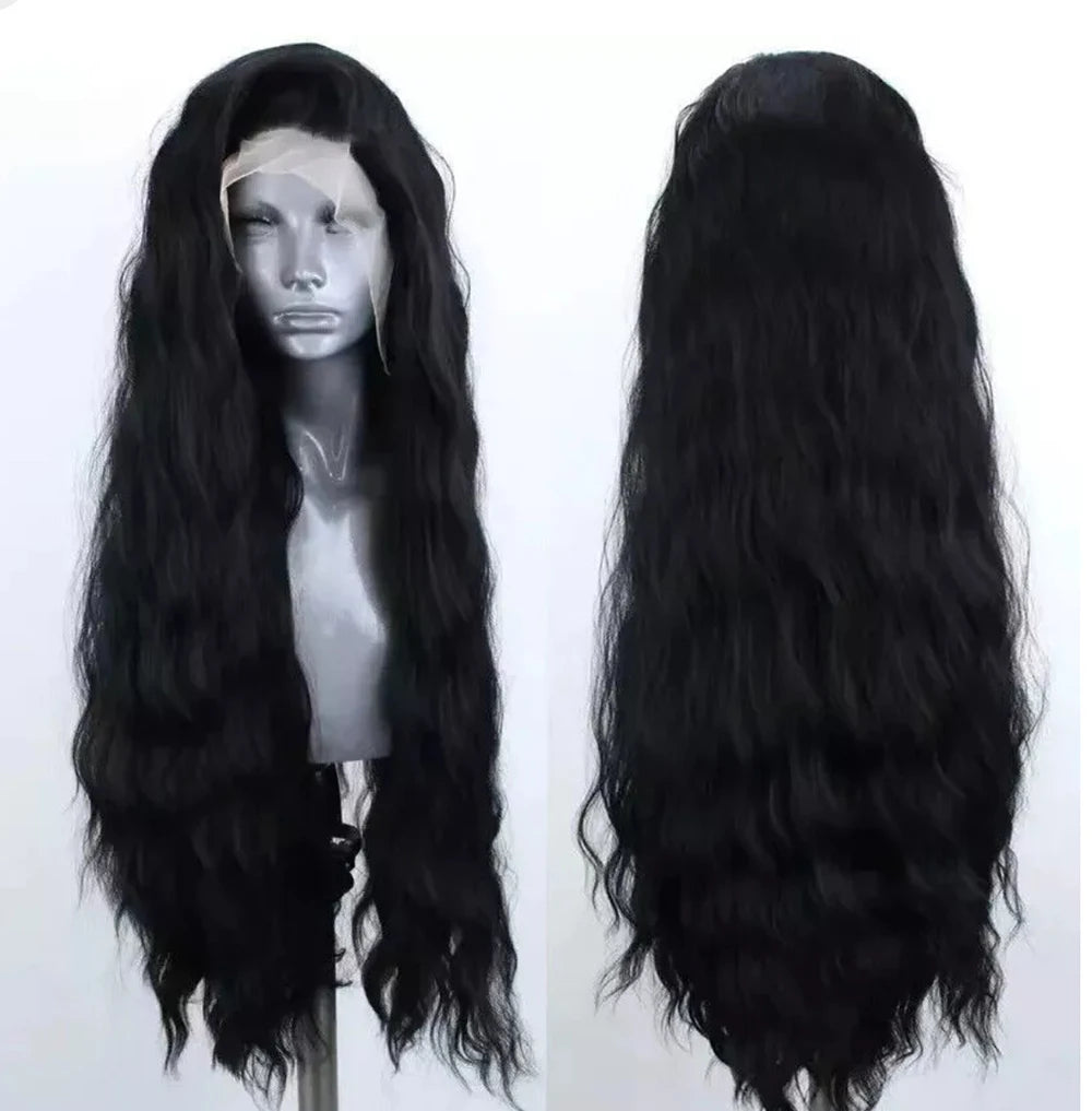 Platinum Blonde Wave Wig Synthetic Lace Front Wigs For Women Long Natural Wave Lace Hair White Black Pink Wig Loose Curl Cosplay