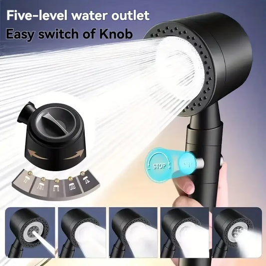 High Pressure Handheld Shower Head with One Button Stop Feature Water Saving Bathroom Accessory Set for Efficient Water Usage