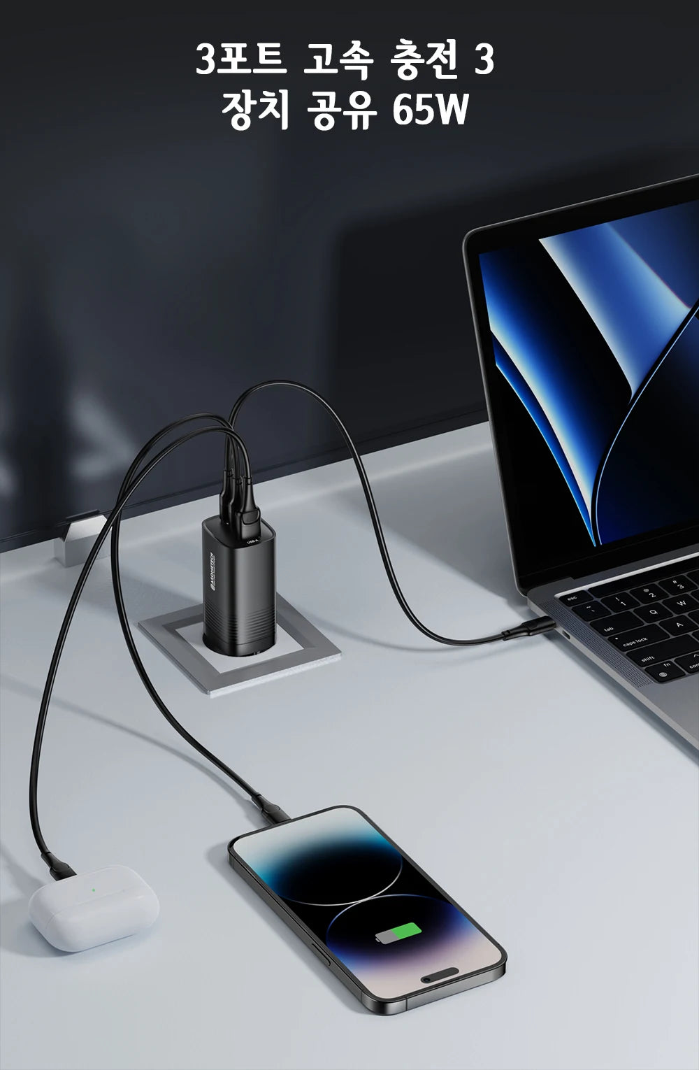 ASOMETECH GaN USB Type C Charger 65W 45W PPS PD QC4.0 Quick Charger For Macbook Laptop IPAD Tablet iPhone 14 Samsung S23 Ultra - Shoppiline