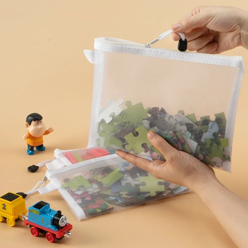 3/5/10pcs Mesh Zipper File Bag Waterproof Moisture-proof Zipper Folder Toy Storage Bag Storage Tools Cosmetic Organization Bag