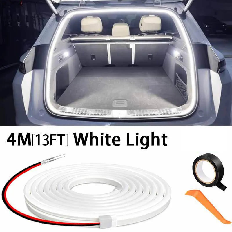 Car Trunk Led Light Strip 200cm/400cm Flexible PVC Decorative Light Strip Automatic Induction Atmosphere Lamp Universal for Suv