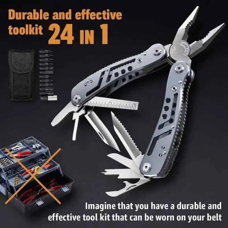 Compact Pocket Multitool with 420 Steel Pliers Essential EDC Gear for Camping, Hunting First Aid Repairs