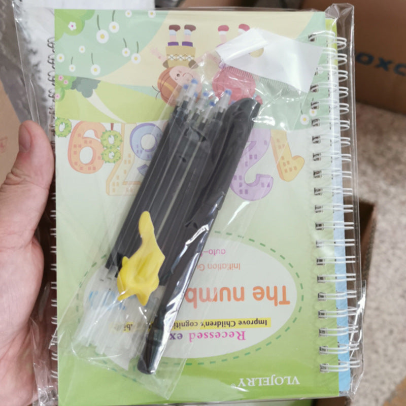 4 Bücher Englisch Übungsheft Zauberstift Nachfüllpackung Automatisch Verschwindende Tinte Kinder Schreibaufkleber Übung für Kinder Erleuchtungsgeschenk