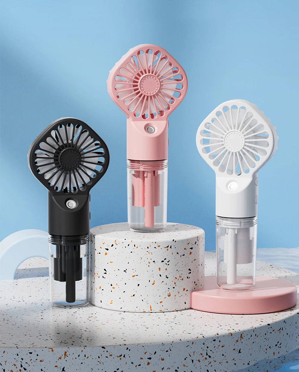Portable Handheld Spray Fan Mini Humidifier Fan 4 Speeds Powerful Wind USB Rechargeable Water Spray Mist Fan Outdoor Small Fan