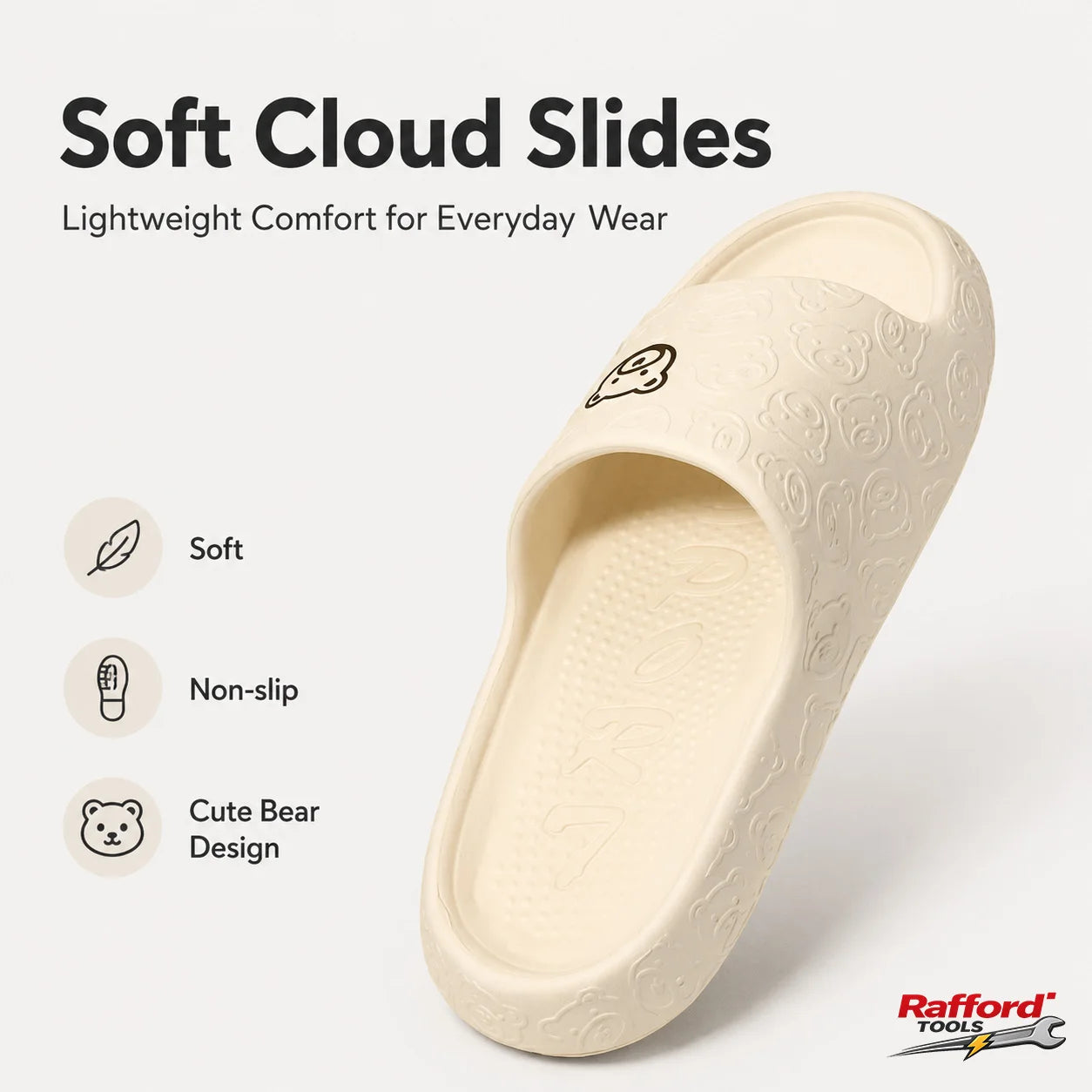 Rafford Bear Print Slides Soft Non-Slip Quick-Dry Unisex Sandals for Home Bathroom Dorm Couples Summer Shoes