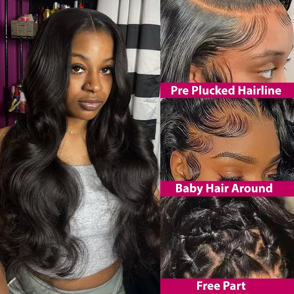 100% Human Hair Wigs 250 Density 5x5 Glueless Lace Frontal Wigs for Women Body Wave 13x4 Lace Frontal Remy  Human Hair Wig 13x6 HD Transparent Lace Front Human Hair Wig 40 Inch Pre Plucked