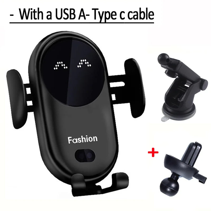 VIKEFON Car Wireless Charger Car Phone Holder for iPhone 17-12 Pro Max 11 Pro X MAX 8 7 Plus Intelligent Infrared Phone Holder - Shoppiline