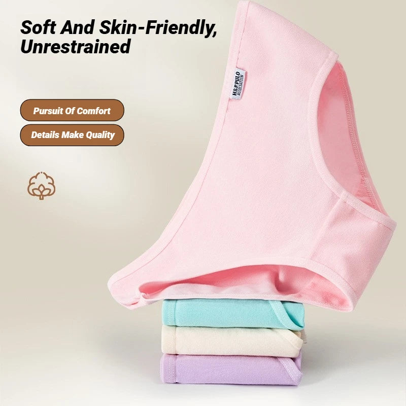 Candy Color Underpant Women'S Comfort High-Quality Cotton Mid Waist Breathable Solid Skin Friendly Panties Plus Size Briefs Soft