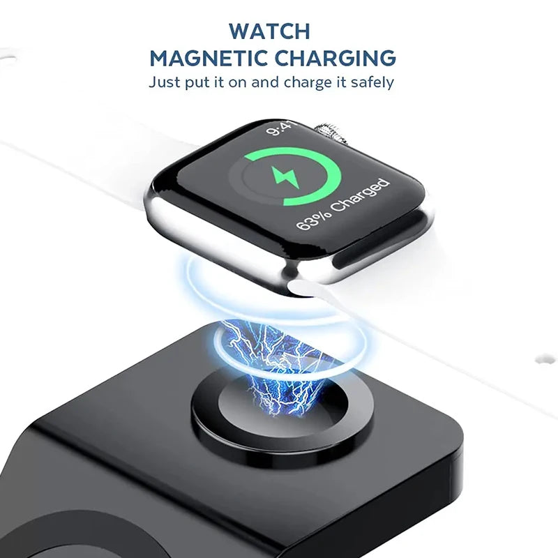 3 In 1 Magnetic Wireless Charger Stand For iPhone 15 14 13 12 Pro Max iWatch AirPods Station Dock MagSafe Fast Charging Station - Shoppiline