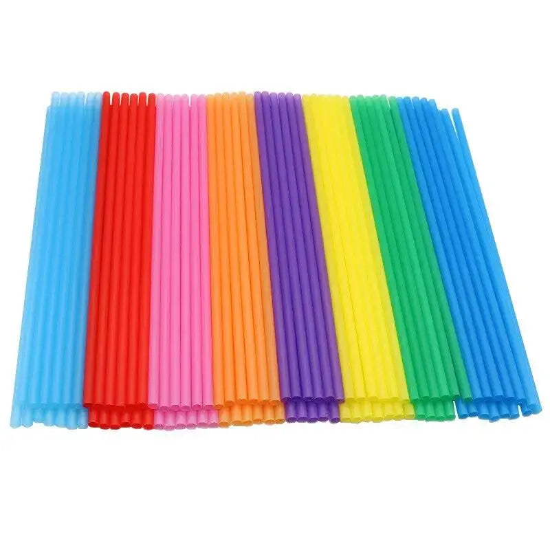 100PCS Disposable Plastic Straws Colorful Party Event Drinking Straws Flexible Large Straight Tube Straw Bar Accessories 6*190mm