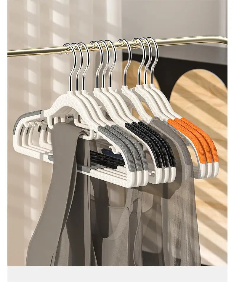 10Pcs Black/Orange/Grey Multifunctional Wet and Dry Household Hanger Suitable for Hanging Clothes Bedroom Wardrobe Anti-Slip - Shoppiline