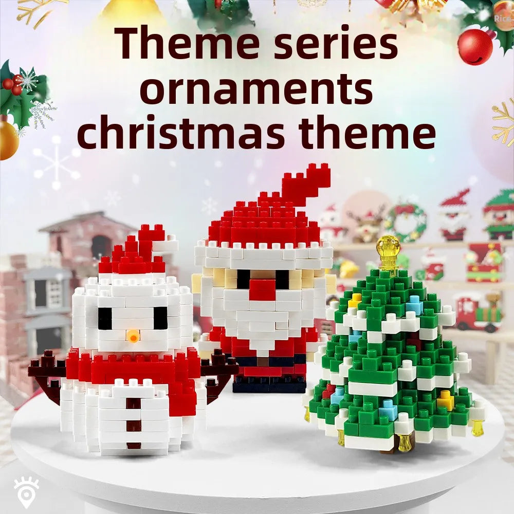 Christmas Gifts Building Block Series Santa Claus Reindeer Puzzle Assembly Bricks Table Decoration Toys for Child Chrismas Gift