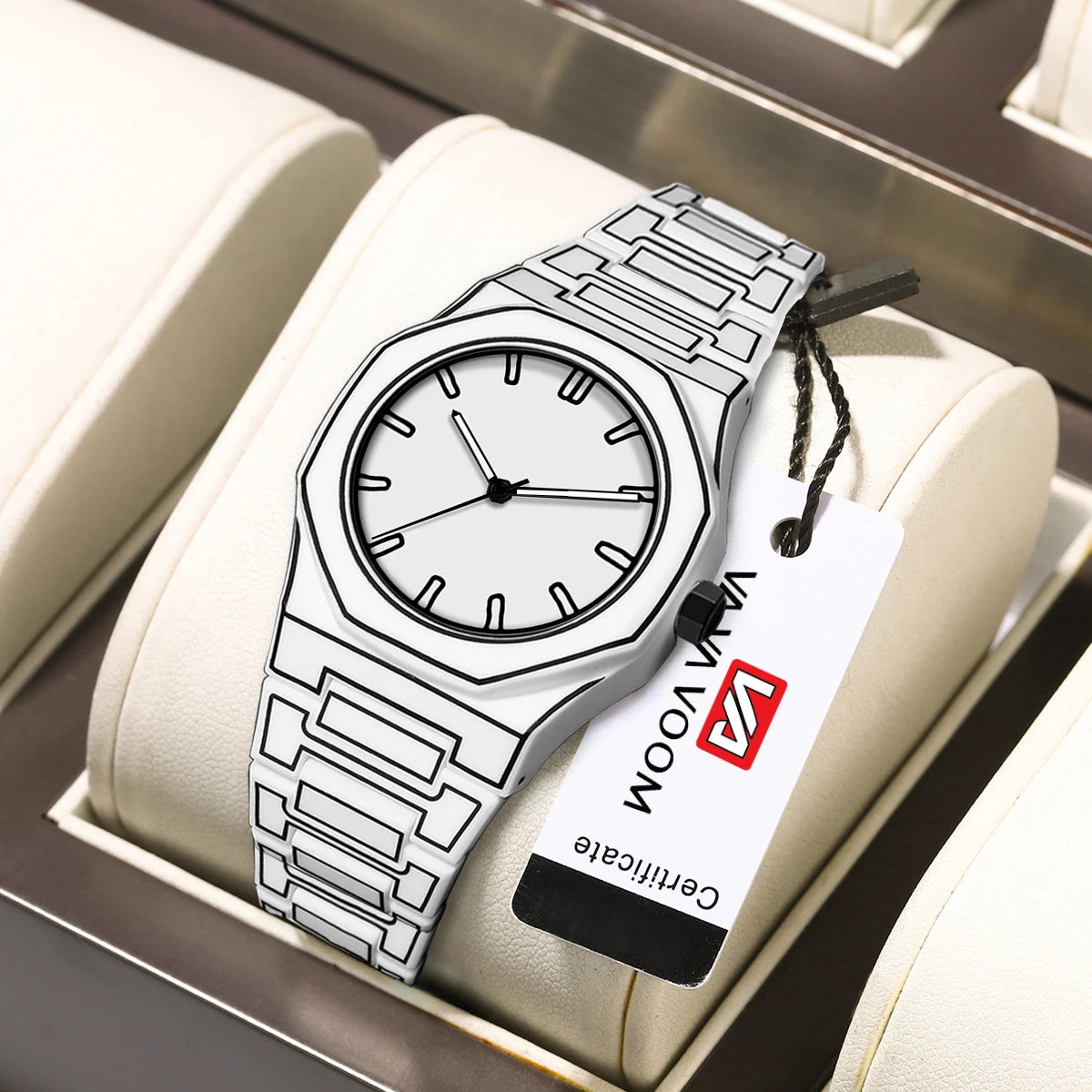 2025 Neue kreative Herren-Silikonuhr VA VA VOOM Marke Quarzuhrwerk Kreative Linien Freizeit Outdoor Sport Schwarz Armbanduhren