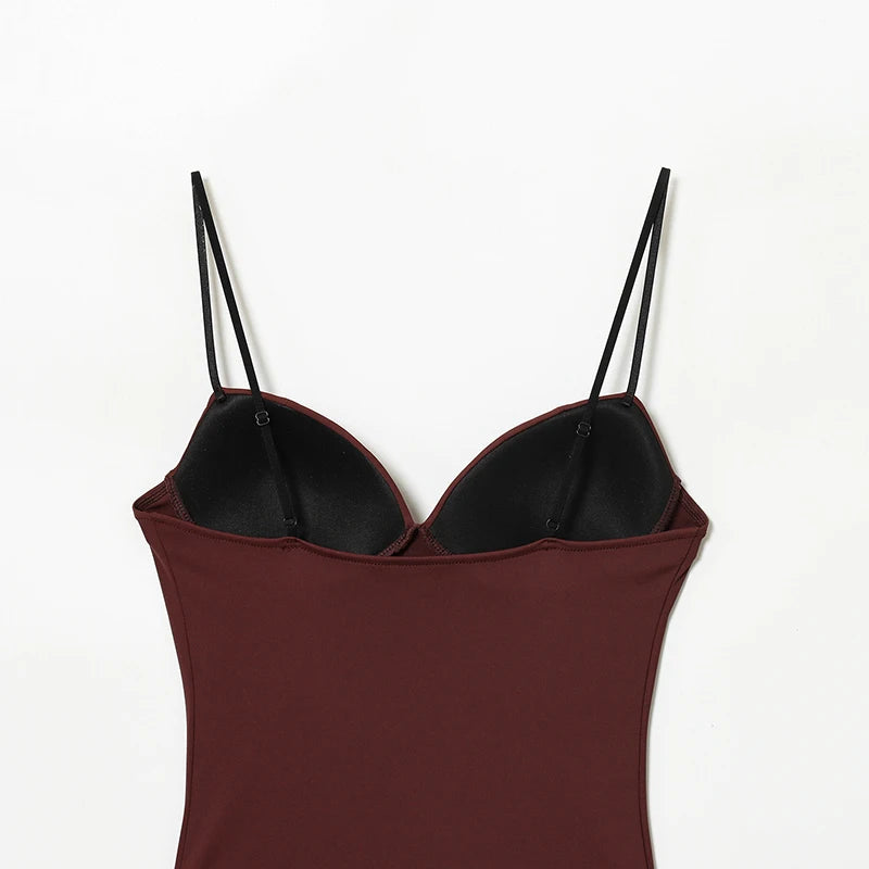 HXAO Sleeveless Crop Tops For Woman Corset Camisole Brown Top Women Bodycon Backless Sexy Tops With Straps Bustier Tank Tops