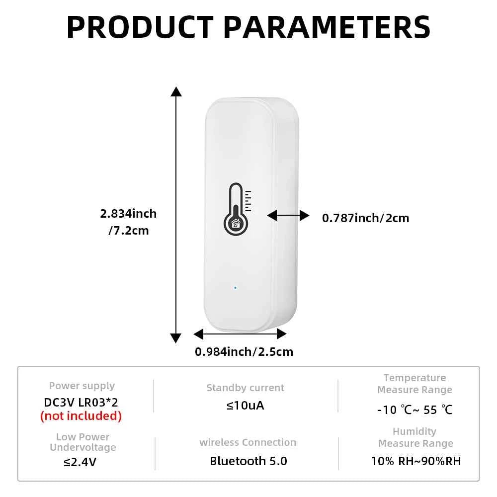 Tuya Bluetooth Temperature Humidity Sensor Mini Compatible with Bluetooth APP Remote Control Thermometer Hygrometer Sensor Home