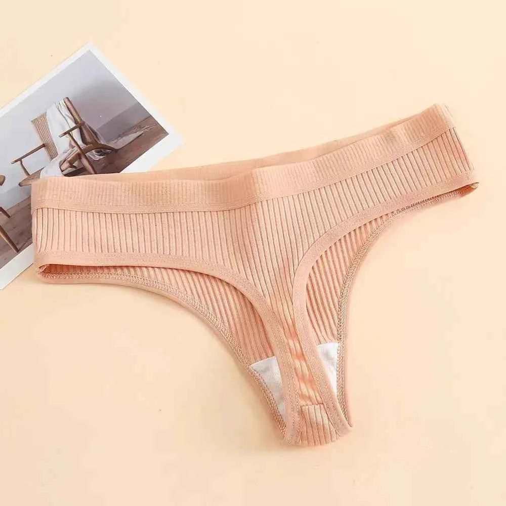 3Pcs/Set Thongs Women's Panties Striped Briefs Girls Solid Color Elastic Underwear Female Sexy Lingeries Hot Comfort G-string
