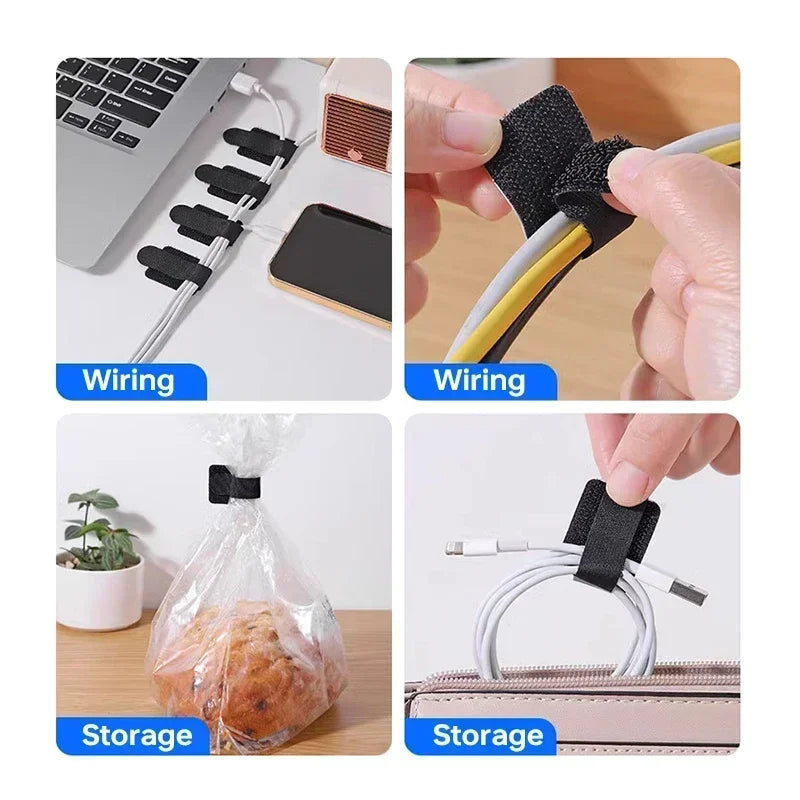 5/100Pcs Reusable Cable Organizer Desk Wire Winder Cable Tie Organizer Self Adhesive Cord Rope Holders Cord Protection Straps